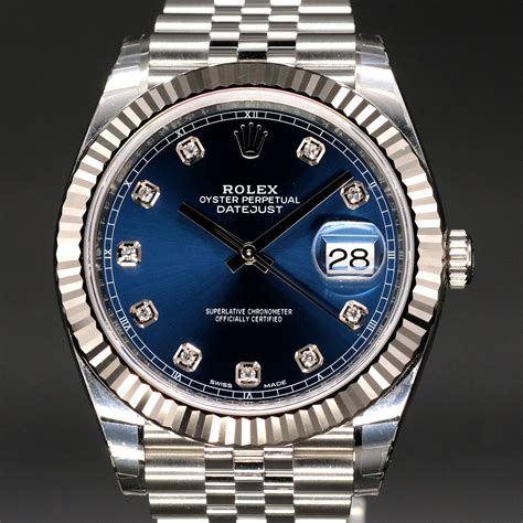 rolex datejust with blue dial|rolex 41mm datejust mint dial.